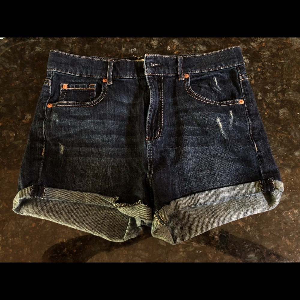 Dark wash denim shorts